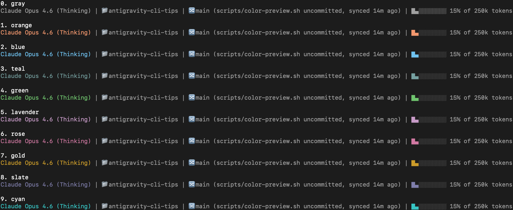 Color preview options